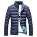 Final Clear Out!Men Retro Solid Color Thick Cotton Winter Stand Collar Down Zipper Bomber Jacket Casual Coat