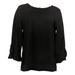 Denim & Co. Women's Top Sz M Boatneck 3/4-Bell Sleeve Ruffle Cuffs Black A309415