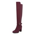 DREAM PAIRS Womens Fashion Over The Knee Boots Zip High Heel Thigh High Boots DEEANNE-1 BURGUNDY Size 9