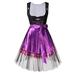 Women Traditional Mesh Plaid Dirndl Dress (Dress, Blouse, Apron)