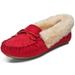 AlpineSwiss Leah Womens Shearling Moccasin Slippers Faux Fur Slip On House Shoes