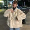 CawBing Elegant Faux Fur Coat Women Autumn Winter Warm Soft Button Fur Jacket Female Plush Overcoat Pocket Casual Teddy Outerwear