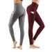 UKAP 2 Pack Yoga Sexy Leggings for Women Sexy Yoga Pants with Pockets for Phones Stretch Sports Leggings High Waisted Tummy Control Petite Sports Pants Compression Pants Seamless Leggings