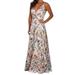 Women Sleeveless Wrap V Neck Spaghetti Strap Beach Boho Floral Print Summer Long Maxi Dress Casual Sundress