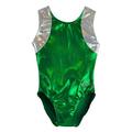 O3GL055 Obersee Girl's Girls Gymnastics Leotard - Cross Back Green