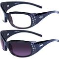 2 Pairs of Global Vision Marilyn 2 Plus Womens Padded Sunglasses Black Frame Clear + Smoke Lenses