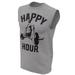 Happy Hour T-Shirt for Men Crossfit Workout Weightlifting Funny Gym Tshirt (Large, 3. Happy Hour Muscle Tank Top for Men Gray)