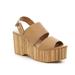 Kelsi Dagger Brooklyn Nash Nude Tan Round Open-Toe Wedge Chunky Platform Sandal (8.5, Tan)