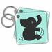 3dRose Silhouette of Baby Elephant and Toy - Key Chains, 2.25 by 2.25-inch, set of 2