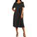 Funfash Women Plus Size Short Sleeves Polka Dots Black White Dress Made in USA