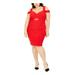 EMERALD SUNDAE Womens Red Cold Shoulder Cut Out Sleeveless Sweetheart Neckline Below The Knee Body Con Cocktail Dress Size 3X