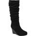 Women's Journee Collection Haze Wide Calf Wedge Knee High Slouch Boot