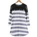 Women's Lace Patchwork Tops Long Sleeve Print Casual Mini Dress