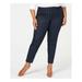 TOMMY HILFIGER Womens Navy Plaid Straight leg Pants Plus Size: 22W