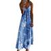 Sexy Dance Plus Size Long Maxi Dress for Women Spaghetti Strap Gradient Color Dress Casual V Neck Beach Holiday Party Swing Dress Sundress