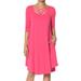 TheMogan Women's S~XL Strappy Scoop Neck 3/4 Sleeve Pocket Swing Comfy Tee Dress