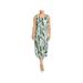 Nic + Zoe Womens Plus Palm Printed Scoop Neck Maxi Dress