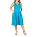 24seven Comfort Apparel Plus Size Sleeveless Midi Fit and Flare Pocket Dress