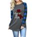 Lumento Women Long Sleeve Sweatshirt Plaid Raglan T-Shirts Tops Autumn Vintage Tunic Blouse