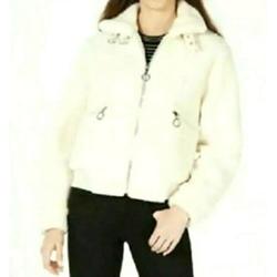 Collection B Juniors Faux-Fur Teddy Bomber Jacket Ivory L