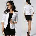 Cocloth 5Size Women Blazer Sexy 3/4 Sleeve One Button Short OL Suit Jacket Coat Outwear