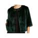 CALVIN KLEIN Womens Green Faux Fur Puffer Formal Coat Size 2X