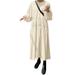 ZANZEA Women O-neck Long Sleeve Dress Tiered Pleated-Trim Loose Long Dress