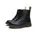 Snug - Men's Genuine Leather Black Unisex Combat Punk Stylish Fashion Lace Up Boots Size