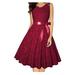 Women Sleeveless Style Solid Colored Ribbon Waist A-Line Pleated Skirt Dress