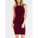 Womens Juniors Solid Sleeveless Dress - Bodycon Burgundy Dress - Classic Casual Dress 50349P