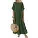 MAWCLOS Women Summer Boho Long Midi Dress Cocktail Party Beach Dresses Polka Dot Sundress Pleated Loose Flowy Midi Long Dress