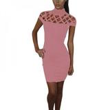 Spring Short Pencil Dress Women Criss Cross Out Dress Long Sleeve Sexy Slim Bodycon Party Dresses
