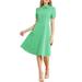 Allegra K Junior's Bubble Short Sleeve Fit And Flare Collar Midi Dress