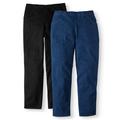 Just My Size Women's Plus Size 2 Pocket Stretch Pull on Pants, 2 Pack Bundle, Also in Petite