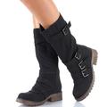 Women Knee High Boots Retro Winter High Boots