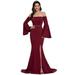 Ever-Pretty Womens Elegant Off-Shoulder Long Sleeves Fishtail Maxi Evening Dresses for Weddings 00155 Burgundy US6