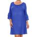 Women's Plus Size Casual Jersey Knit 3/4 Ruffled Sleeve Solid Midi Dress Made in USA