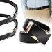 1PCS Men's Leather Ratchet Dress Belt with Automatic Buckle Sliding Belt for Men Jeans, Gold