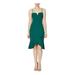 LAUNDRY Womens Green Ruffled Zippered Spaghetti Strap Sweetheart Neckline Above The Knee Sheath Party Dress Size 14