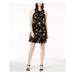 CALVIN KLEIN Womens Black Floral Embroidered Sleeveless Jewel Neck Above The Knee Shift Dress Petites Size: 6