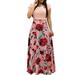 Women Dress Flower Print Colorblock Dress solid ball gown ankle length dress o neck summer female dress vestido