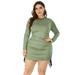 Avamo Women Casual Dress Classic Fit Drawstring Dress Plus Size Ruched Side Dress Long Sleeve Slim Fit Skorts Sexy Summer Club Dresses