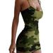 Women's Camouflage Print Mini Cami Bodycon Dress Sexy Sling Mini Dress Club Party Beach Dresses Sundress