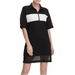 DKNY Women's Sport Colorblocked Half-Zip Sheer-Hem Dress, Black, S