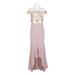 Adrianna Papell Off-Shoulder Floral Embroidered Bodice Bodycon Flutter High Low Hem Zipper Back Mesh Crepe Dress-QUARTZ