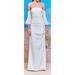 Nicole Miller Artelier WHITE Techy Crepe Pleated Sleeve Ruched Gown, US 2