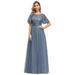 Ever-Pretty Juniors Embroidery Sequin Long Evening Party Dress Big Girl Dress 09043 Dusty Navy US12