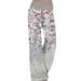 JustVH Women's Wide Leg High Waist Trousers Loose Fit Floral Print Casual Pants