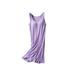 Women Built-in Bra Sleeveless Tank Top Sleepwear Padded Long Pajamas Nightdress,Summer Thin Shelf Bra Camisole Nightshirt Dress Nightgown,Knee Length Casual Modal Full Slip Sleep Shirt,Purple S-2XL