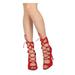 New Women Breckelles Roma-61 Faux Suede Lace Up Gladiator Stiletto Sandal